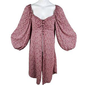 Anthropologie Bucketlist Women L Boho Maxi Top Smocked Back Bishop Sleeve Blouse